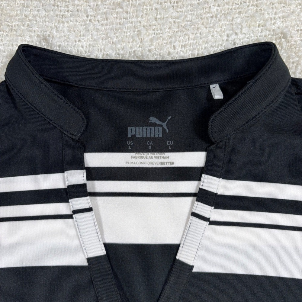 puma golf blouse striped black & white collared polo tennis sporty coquette chic - Picture 3 of 6